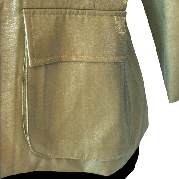 Green Metallic Sheen Belted Jacket - Picture 14 of 16